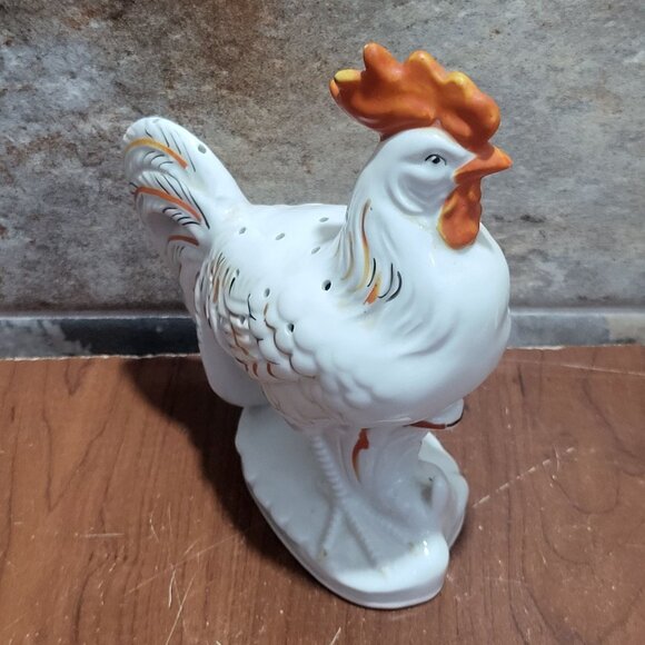 Vintage White Rooster Scented Sachet Potpourri Holder Ventilation Holes Top Deco - Picture 5 of 11